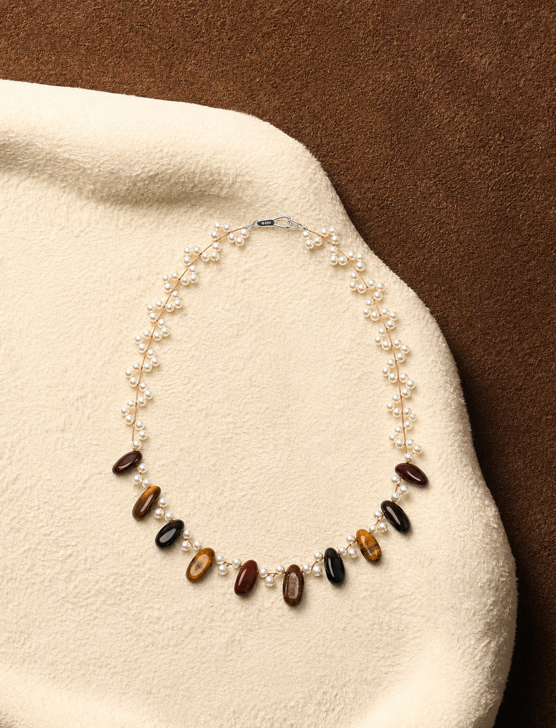 Earthbound Glow —— Tiger Eye & Pearl Necklace