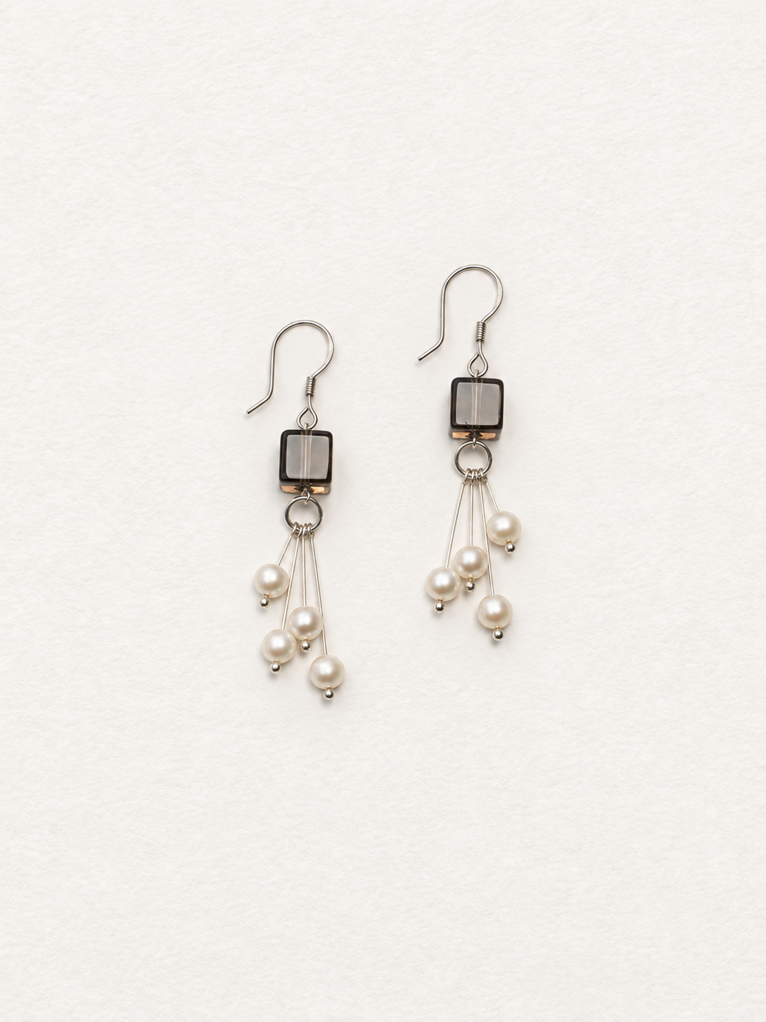 Smoky Cascade — Smoky Quartz & Pearl Earrings