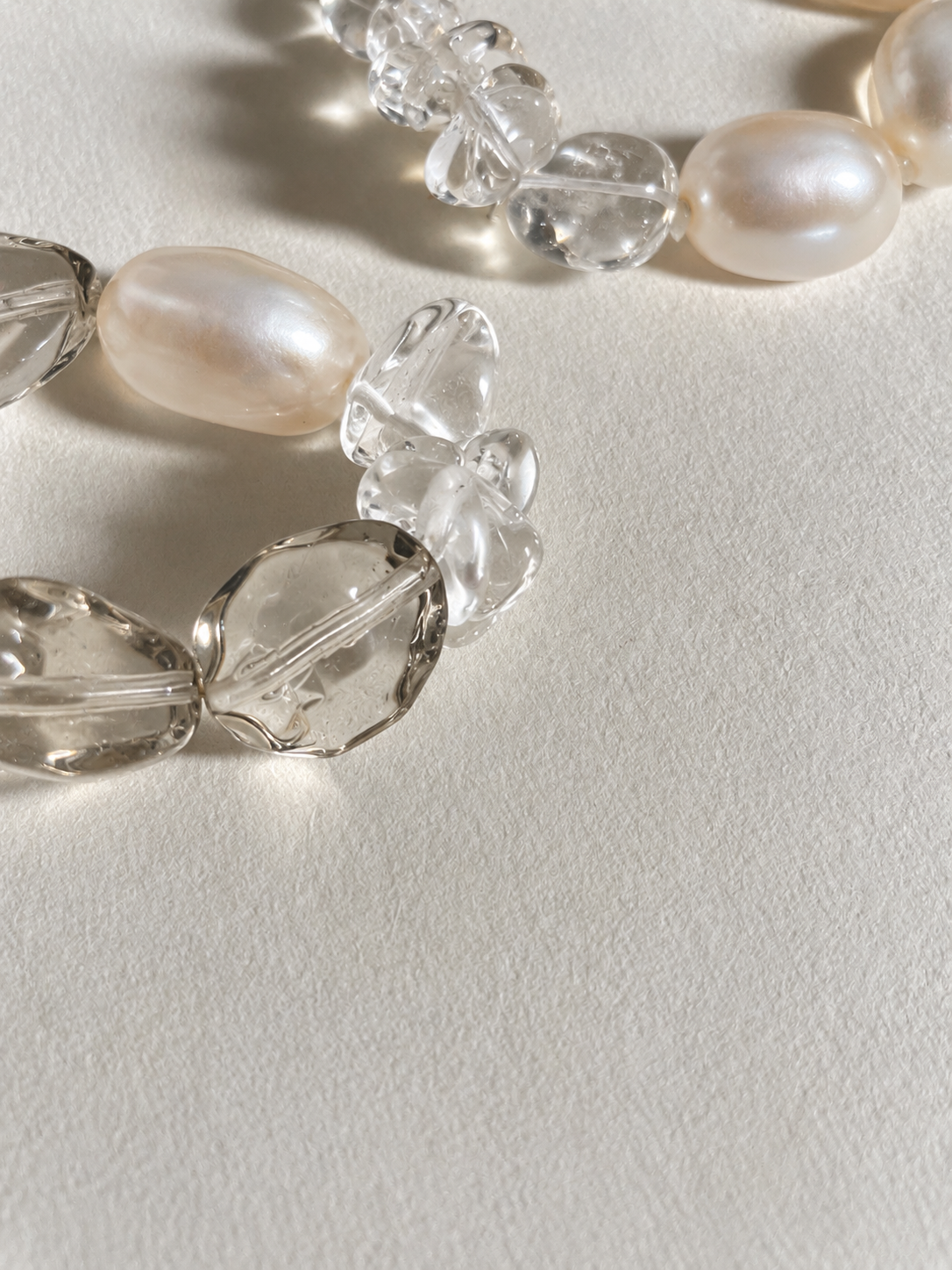 Verdant Clarity — Green Quartz, Clear Quartz & Pearl Bracelet