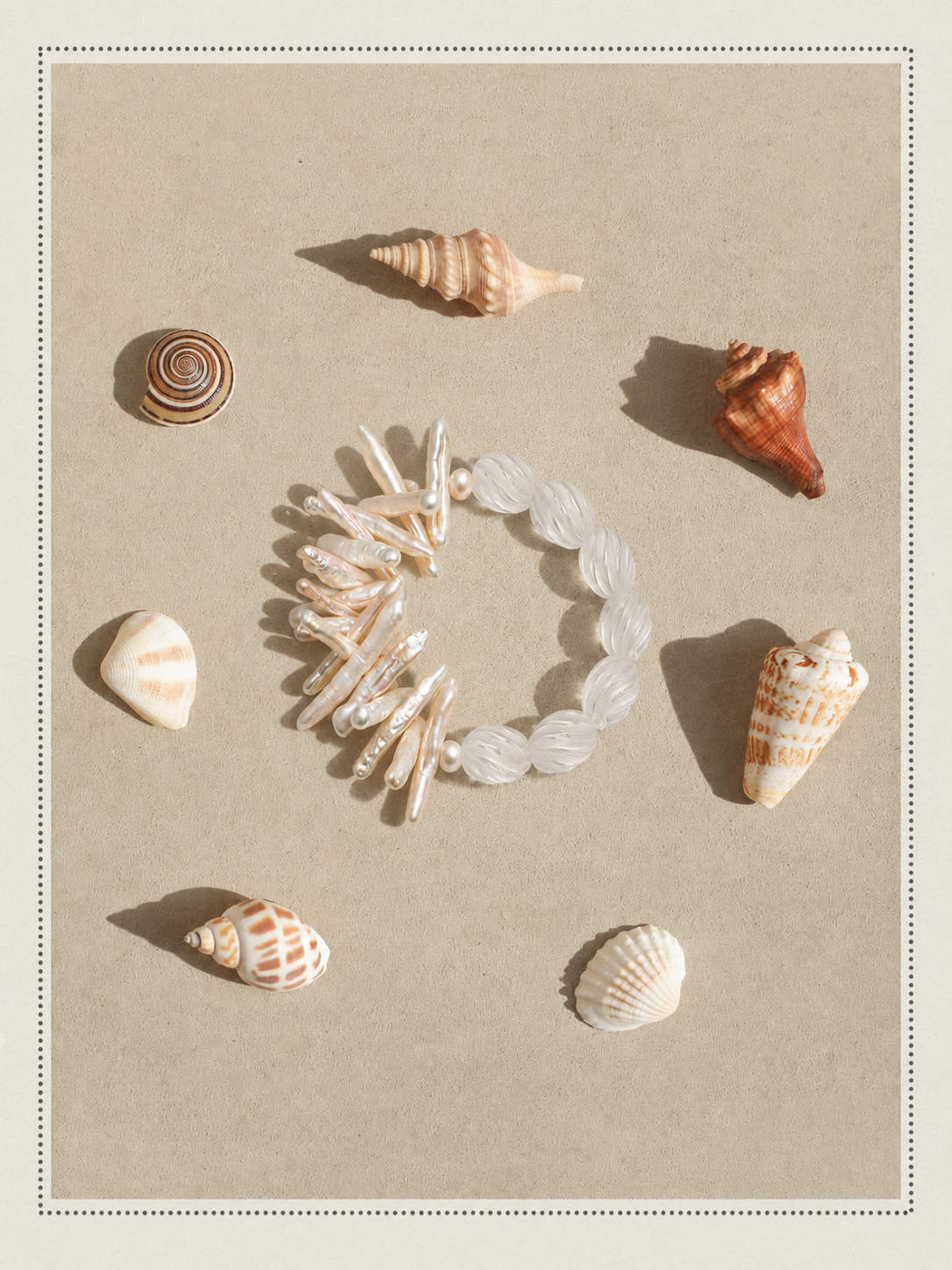 LUMERUNE Mineral Drift Clear Quartz and Stick Pearl Bracelet — clear quartz and organic stick pearls