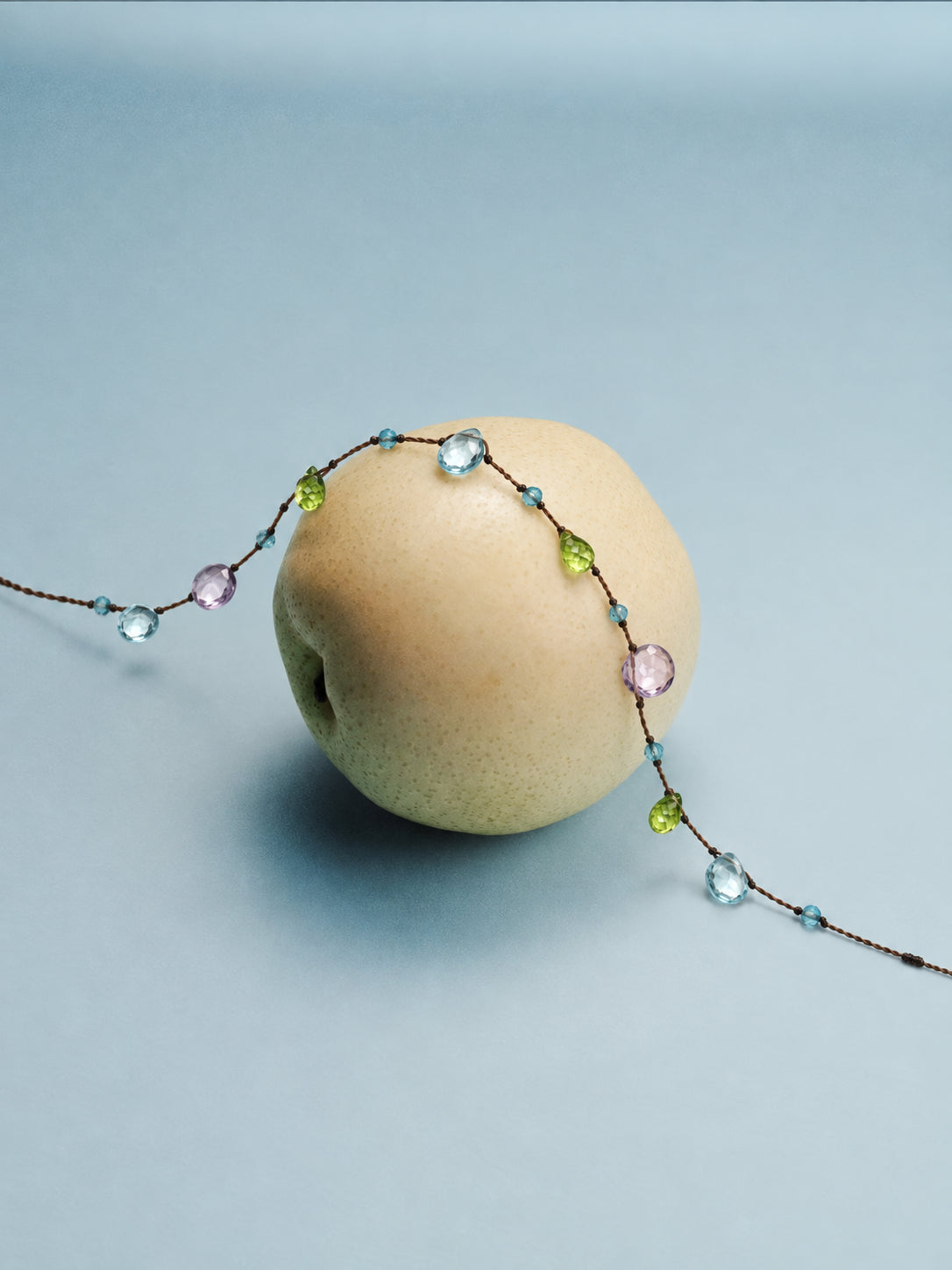 LUMERUNE Dewdrop Multi-Gemstone Drop Bracelet — blue topaz, amethyst and peridot drops
