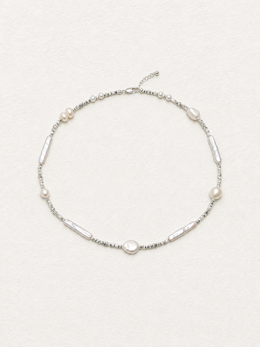 LUMERUNE Muse Mixed Pearl Necklace — mixed pearls and silver details