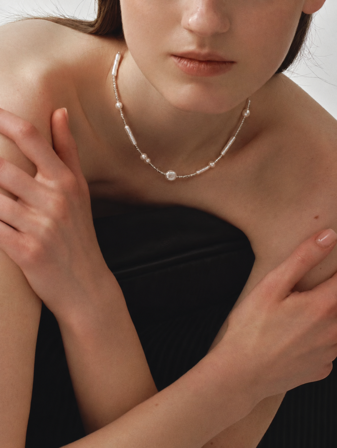 LUMERUNE Muse Mixed Pearl Necklace — mixed pearls and silver details