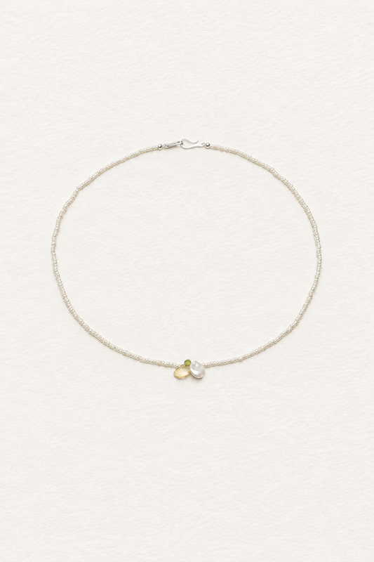 LUMERUNE Garden Pearl Necklace With Citrine and Peridot — delicate pearls with citrine and peridot accents