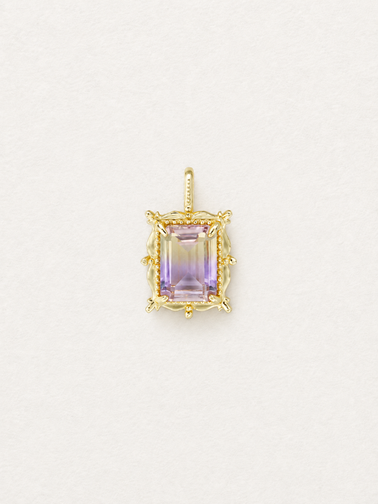 LUMERUNE Octagonal Ametrine Pendant — octagonal ametrine with beaded edging