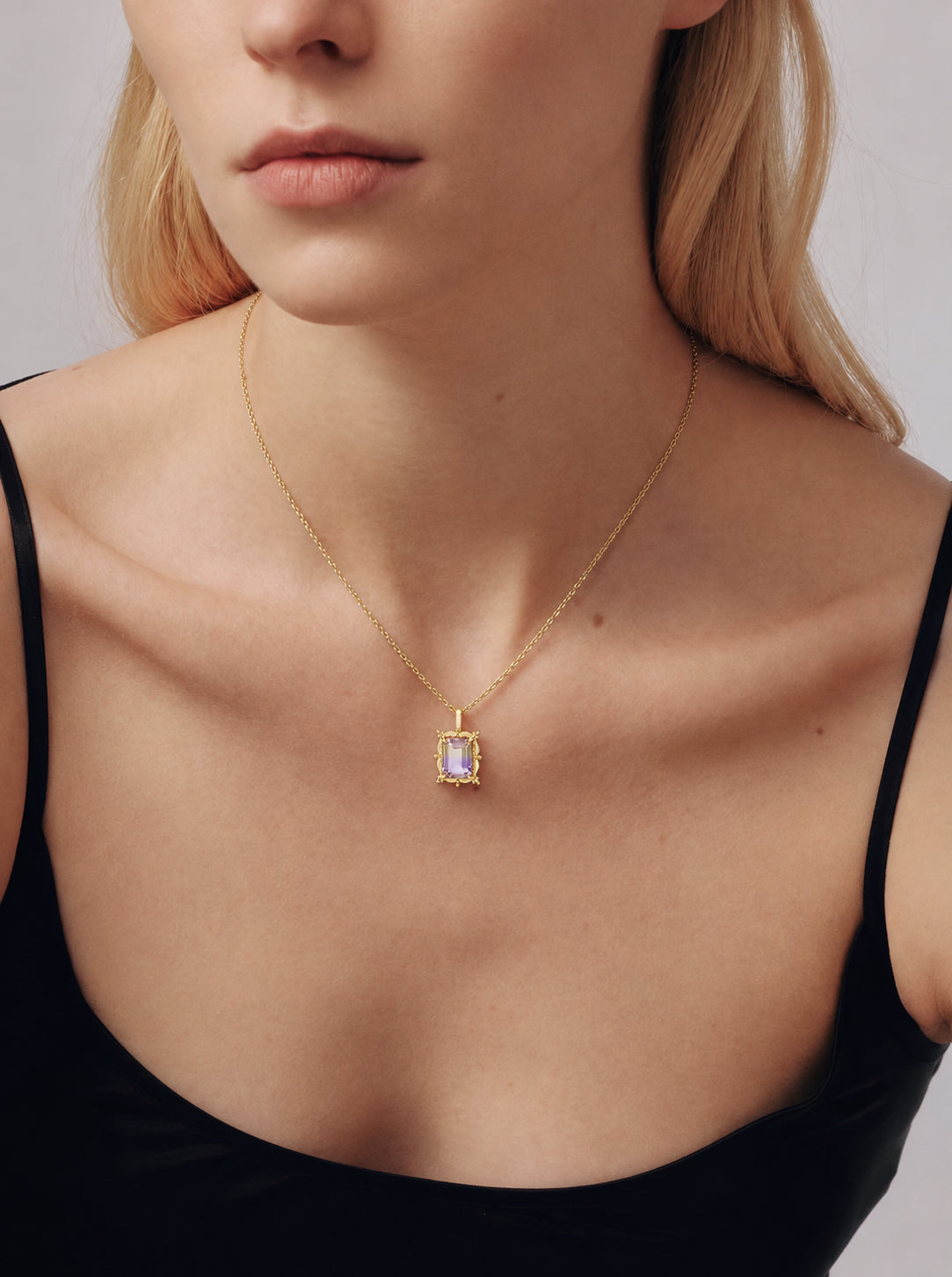LUMERUNE Octagonal Ametrine Pendant — octagonal ametrine with beaded edging