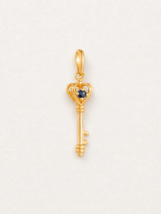 Pendentif clé réversible en saphir et moissanite