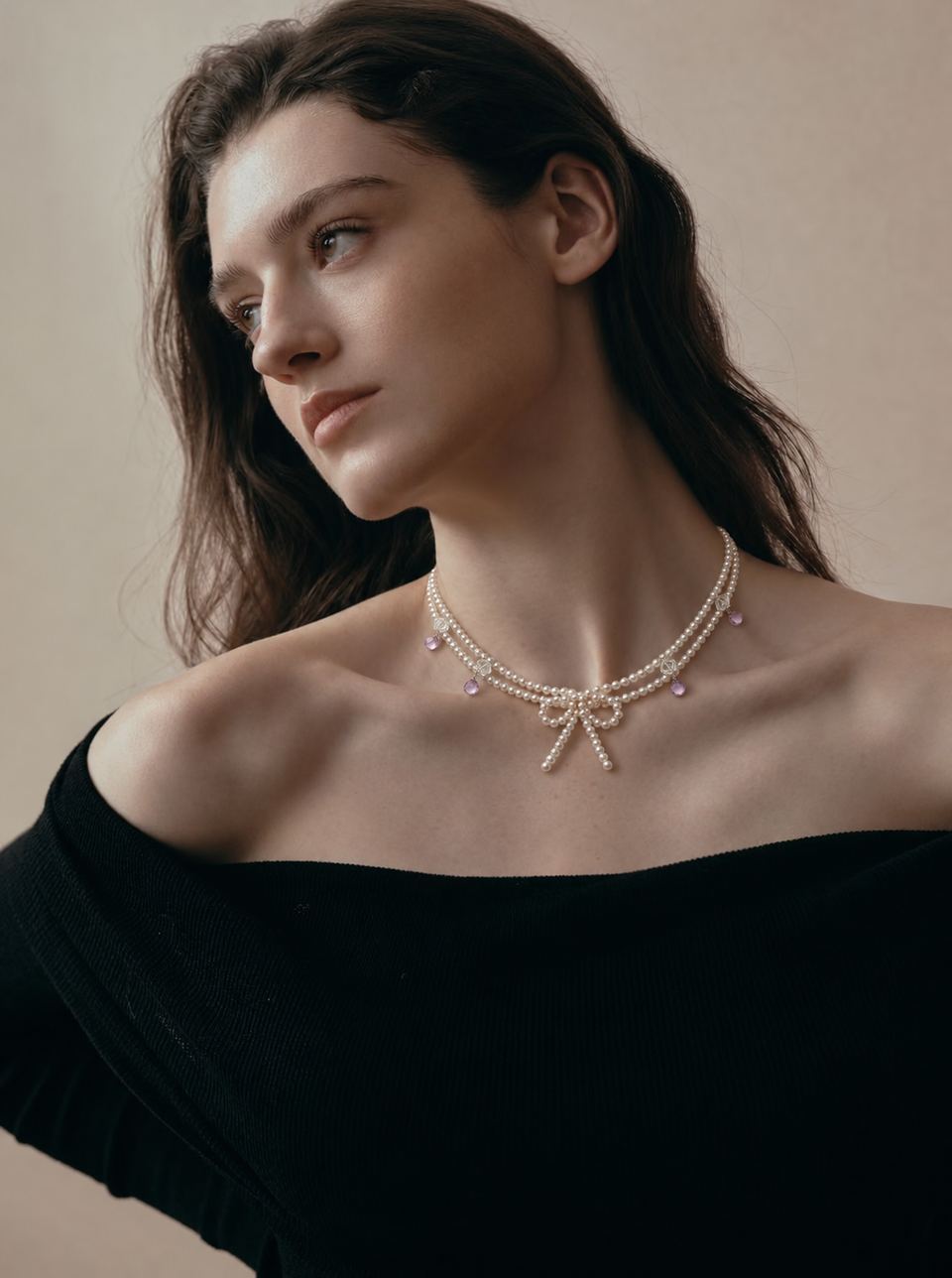 LUMERUNE Violet Reverie amethyst and pearl necklace