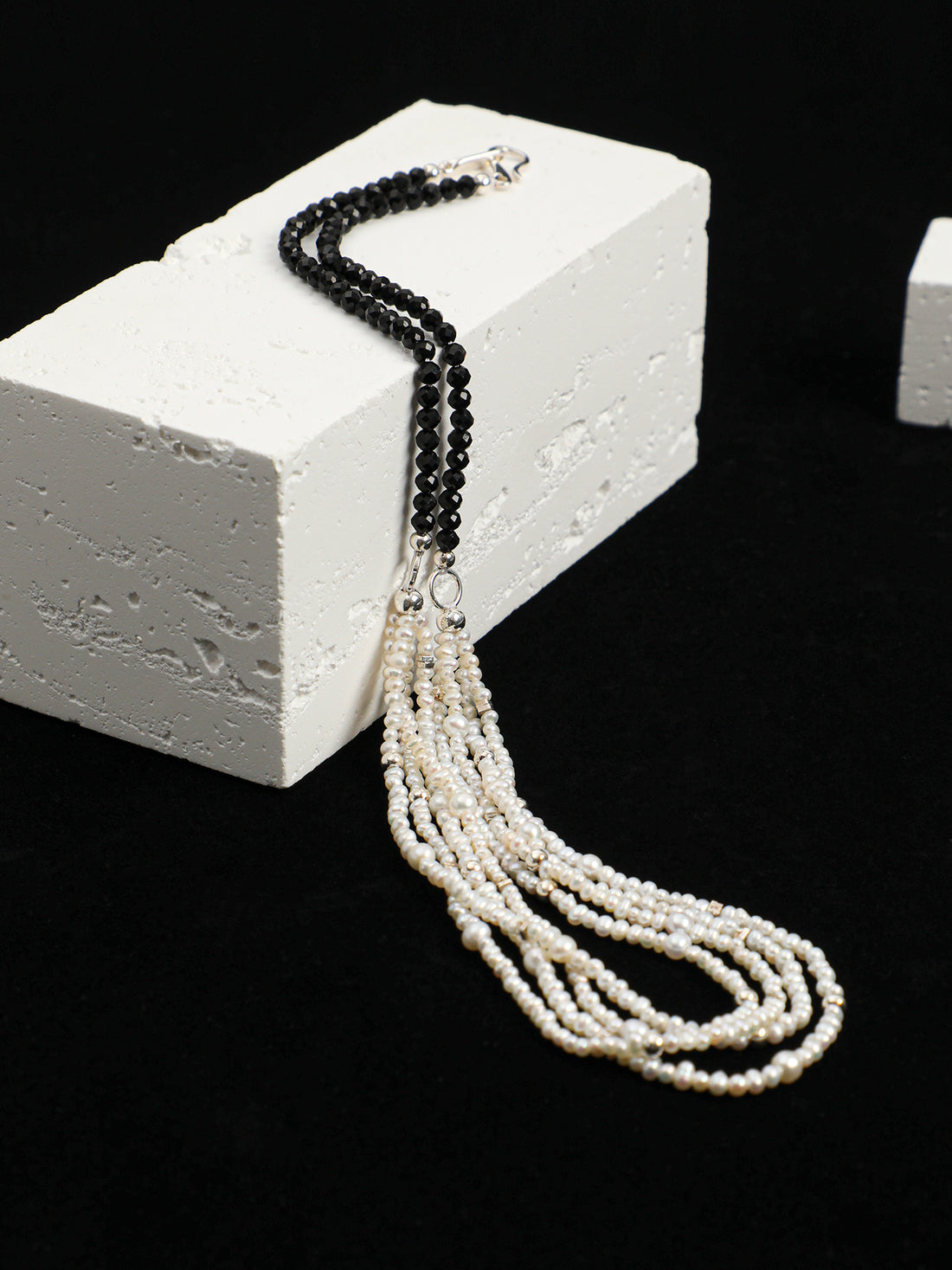 LUMERUNE Muse Black Tourmaline Necklace With Pearl — black tourmaline and layered pearls