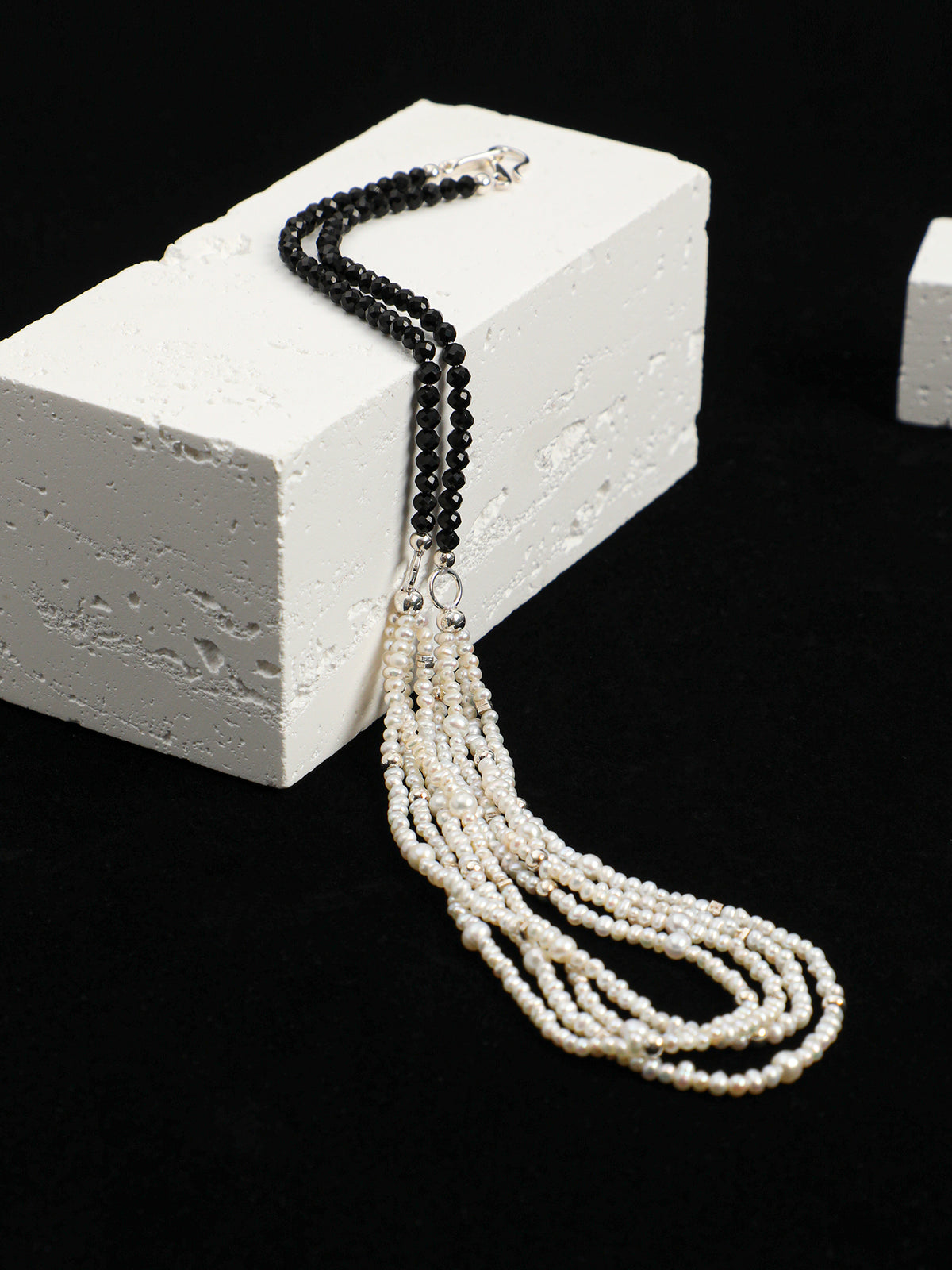 LUMERUNE Muse Black Tourmaline Necklace With Pearl — black tourmaline and layered pearls