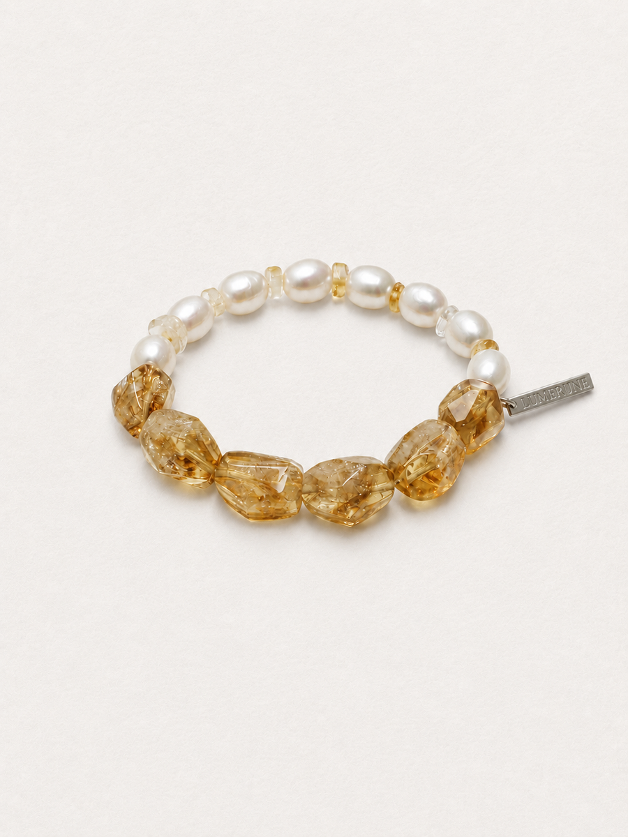 Golden Halo ——Brazilian Citrine & Pearl Bracelet