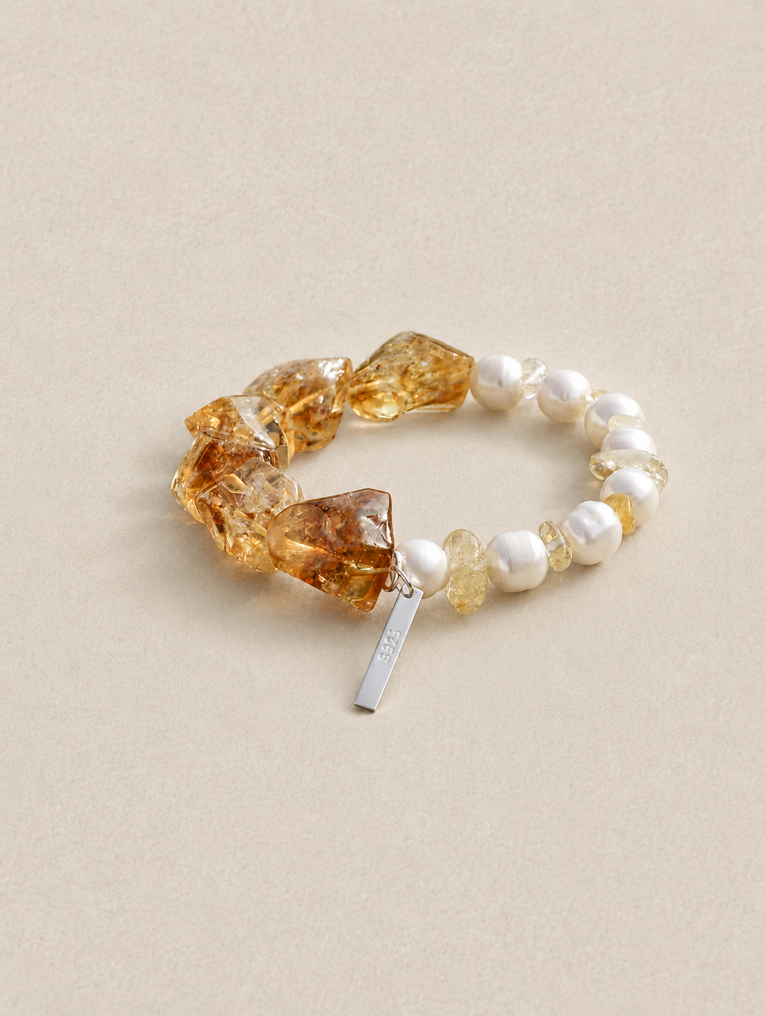 Golden Halo ——Brazilian Citrine & Pearl Bracelet