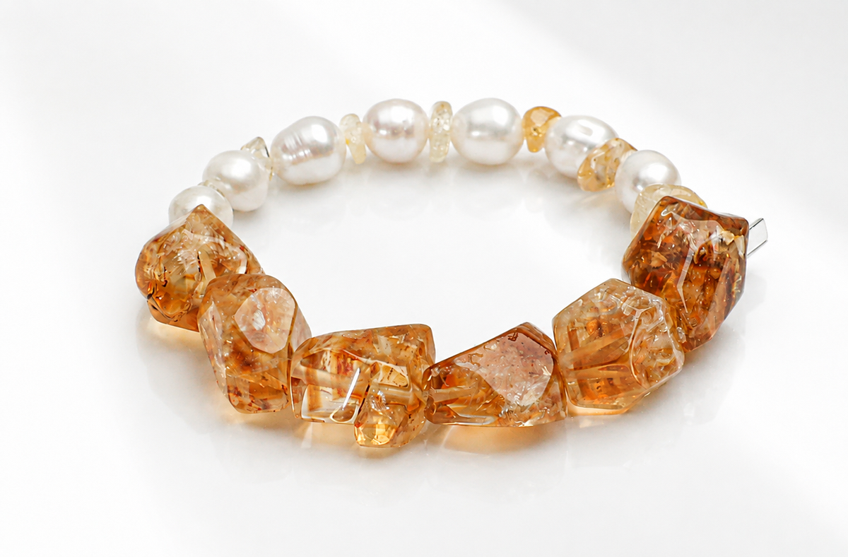 LUMERUNE citrine and pearl gemstone bracelet