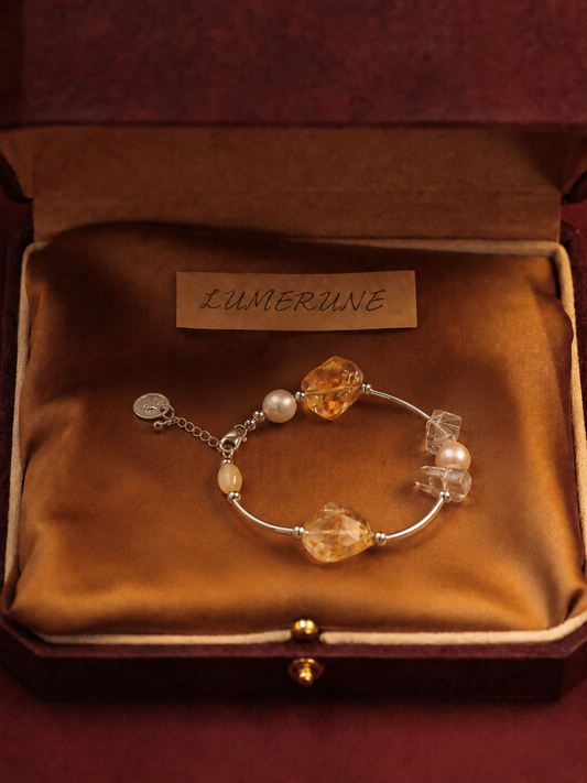Solar Drift —— Brazilian Citrine Pearl & Clear Quartz Bracelet