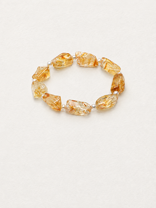Amber Light —— Brazilian Citrine Pearl Bracelet