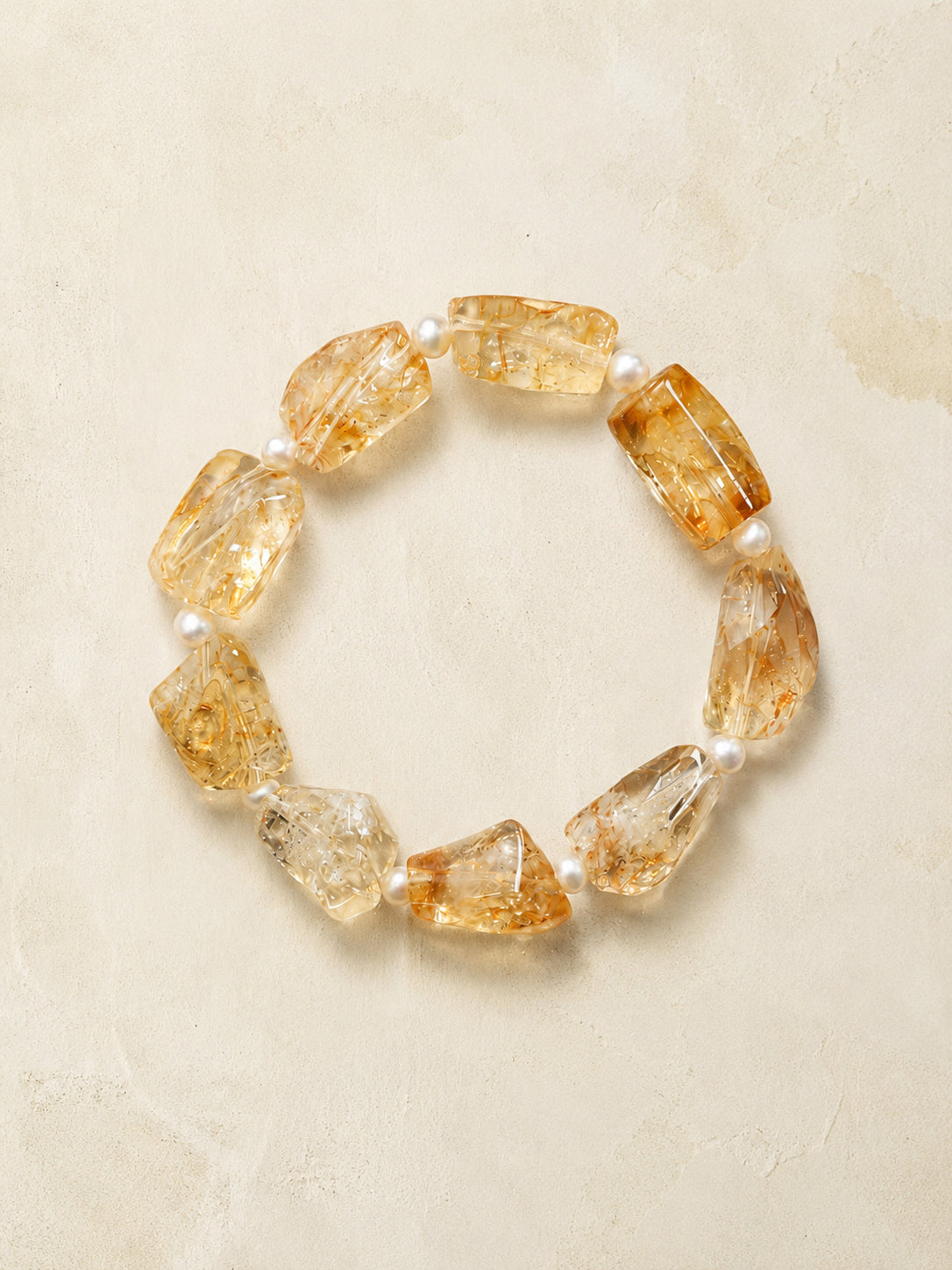 LUMERUNE Golden Halo Brazilian Citrine Bracelet with Pearl — warm citrine with pearl accents