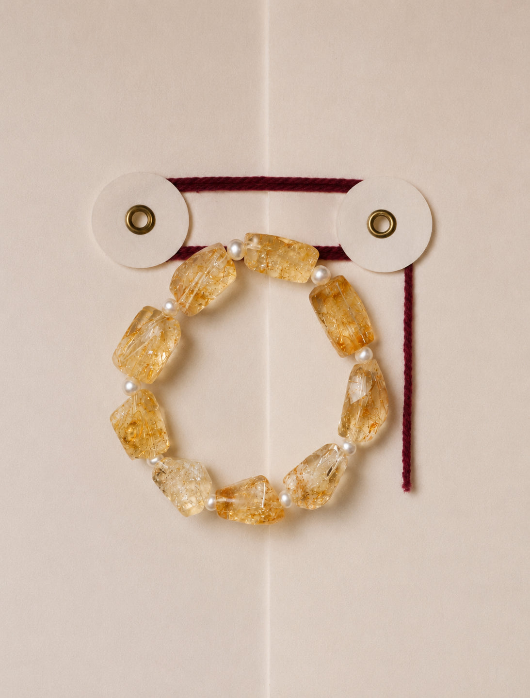 LUMERUNE Golden Halo Brazilian Citrine Bracelet with Pearl — warm citrine with pearl accents