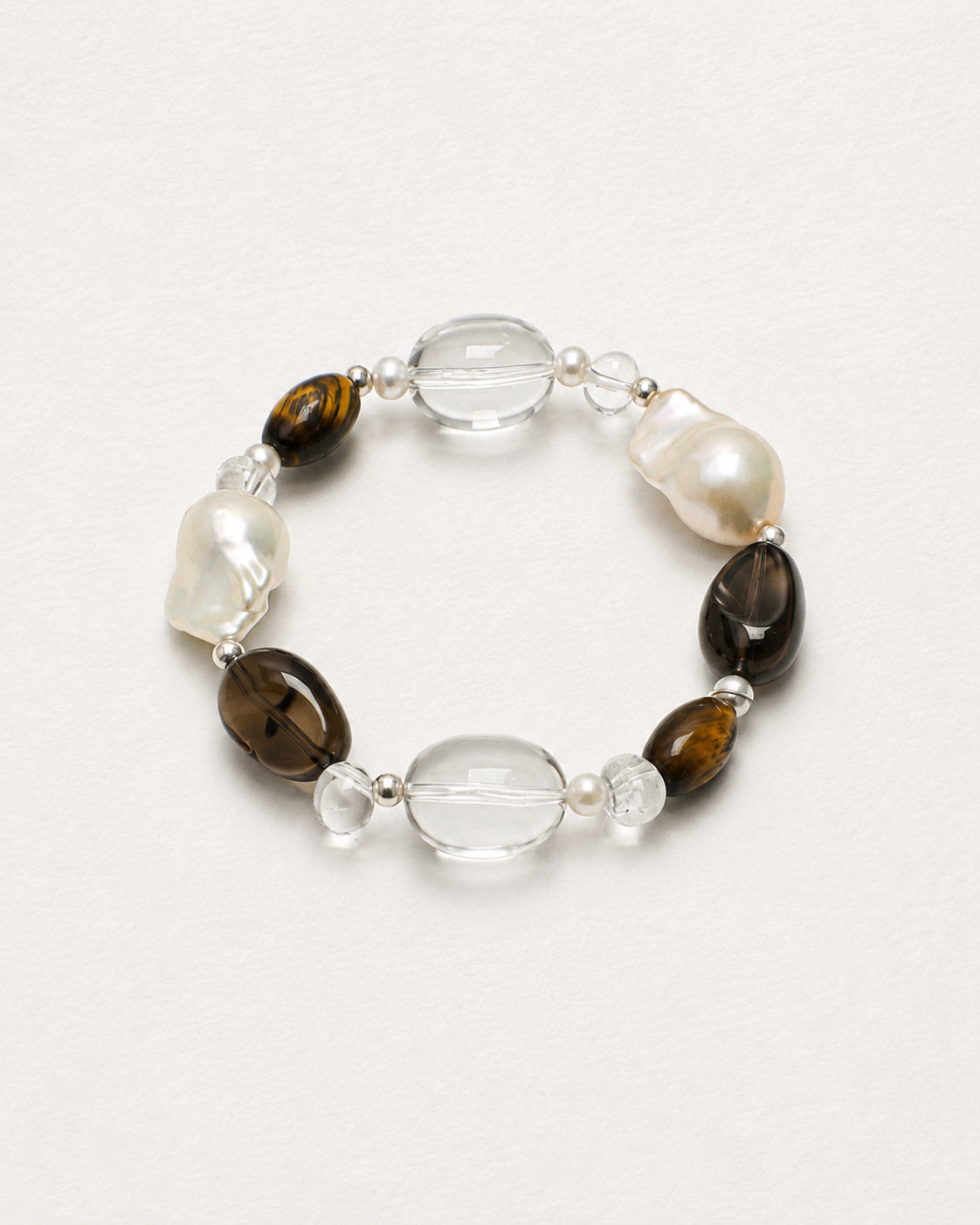 LUMERUNE Terra Smoky Quartz Bracelet With Mixed Gemstones — tiger’s eye and smoky quartz in earthy tones
