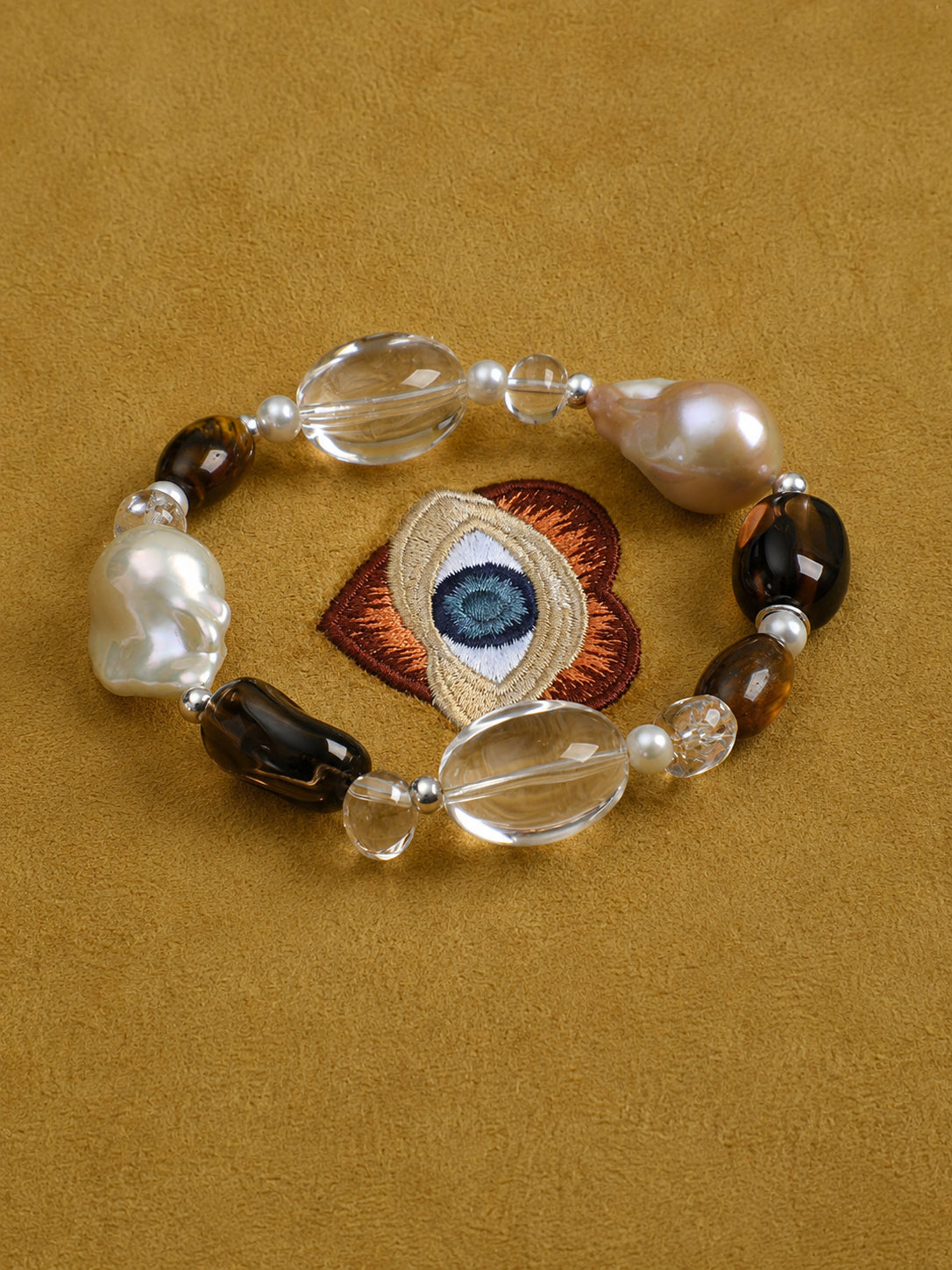 LUMERUNE Terra Smoky Quartz Bracelet With Mixed Gemstones — tiger’s eye and smoky quartz in earthy tones