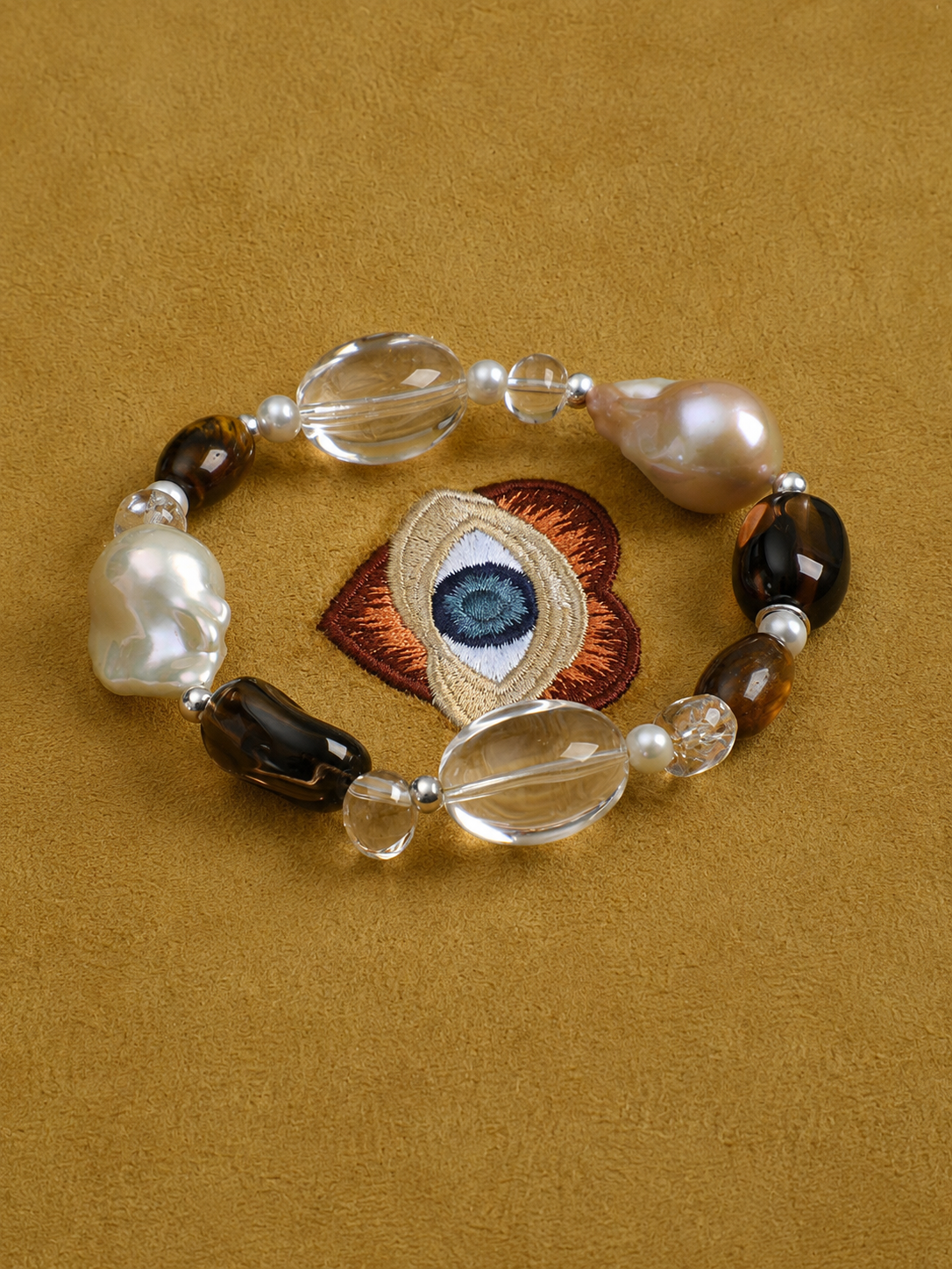 Earthbound Glow —— Tiger Eye, Smoky Quartz & Pearl Bracelet