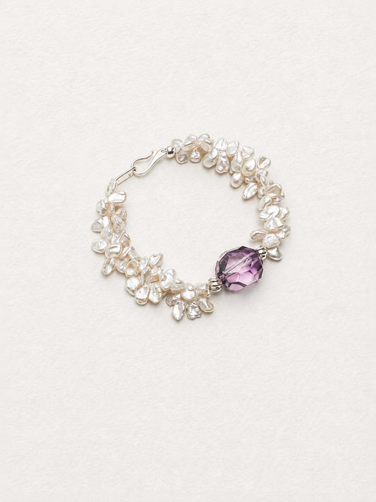 LUMERUNE Bloom Petal Pearl Bracelet With Amethyst — petal pearls accented with amethyst