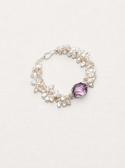 Violet Bloom —— Amethyst & Keshi Pearl Bracelet