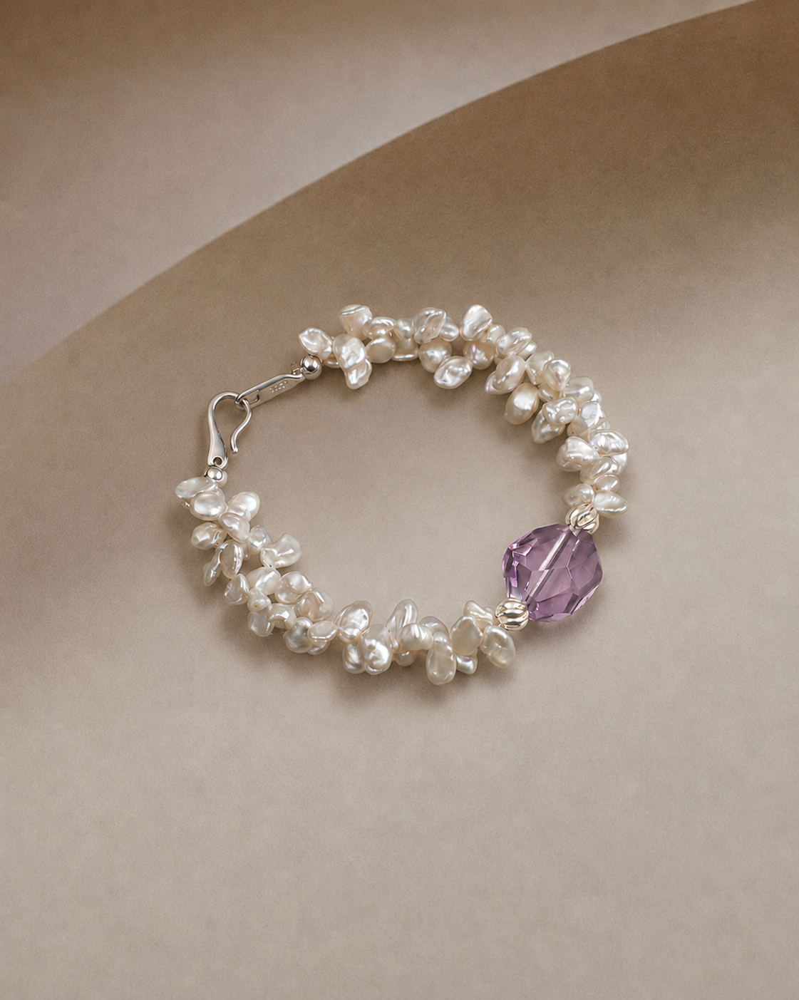 Violet Bloom —— Amethyst & Keshi Pearl Bracelet
