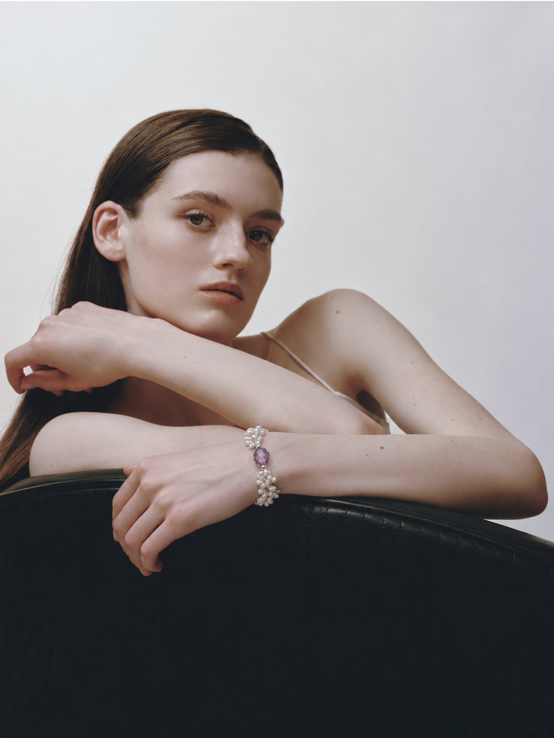 LUMERUNE Bloom Petal Pearl Bracelet With Amethyst — petal pearls accented with amethyst
