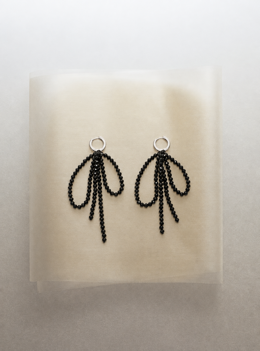 Midnight Ribbon —— Black Tourmaline Tassel Earrings