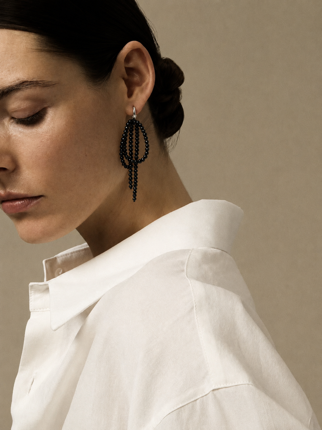 Midnight Ribbon —— Black Tourmaline Tassel Earrings