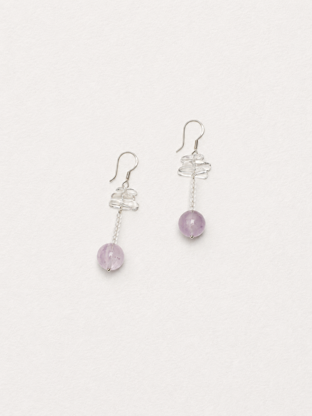 Moonveil Drop —— Amethyst & Clear Quartz Earrings