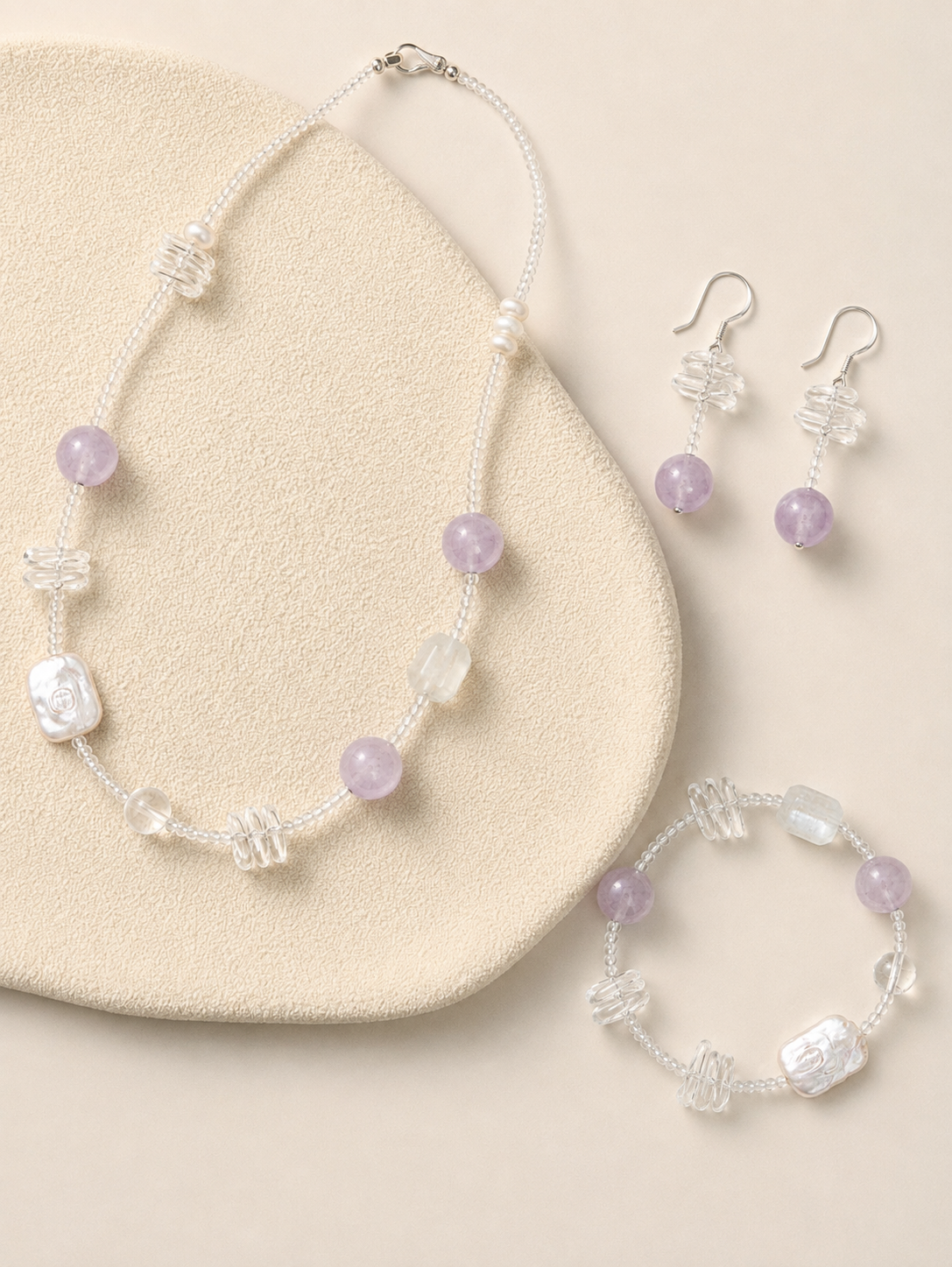 Moonveil Drop —— Amethyst & Clear Quartz Earrings