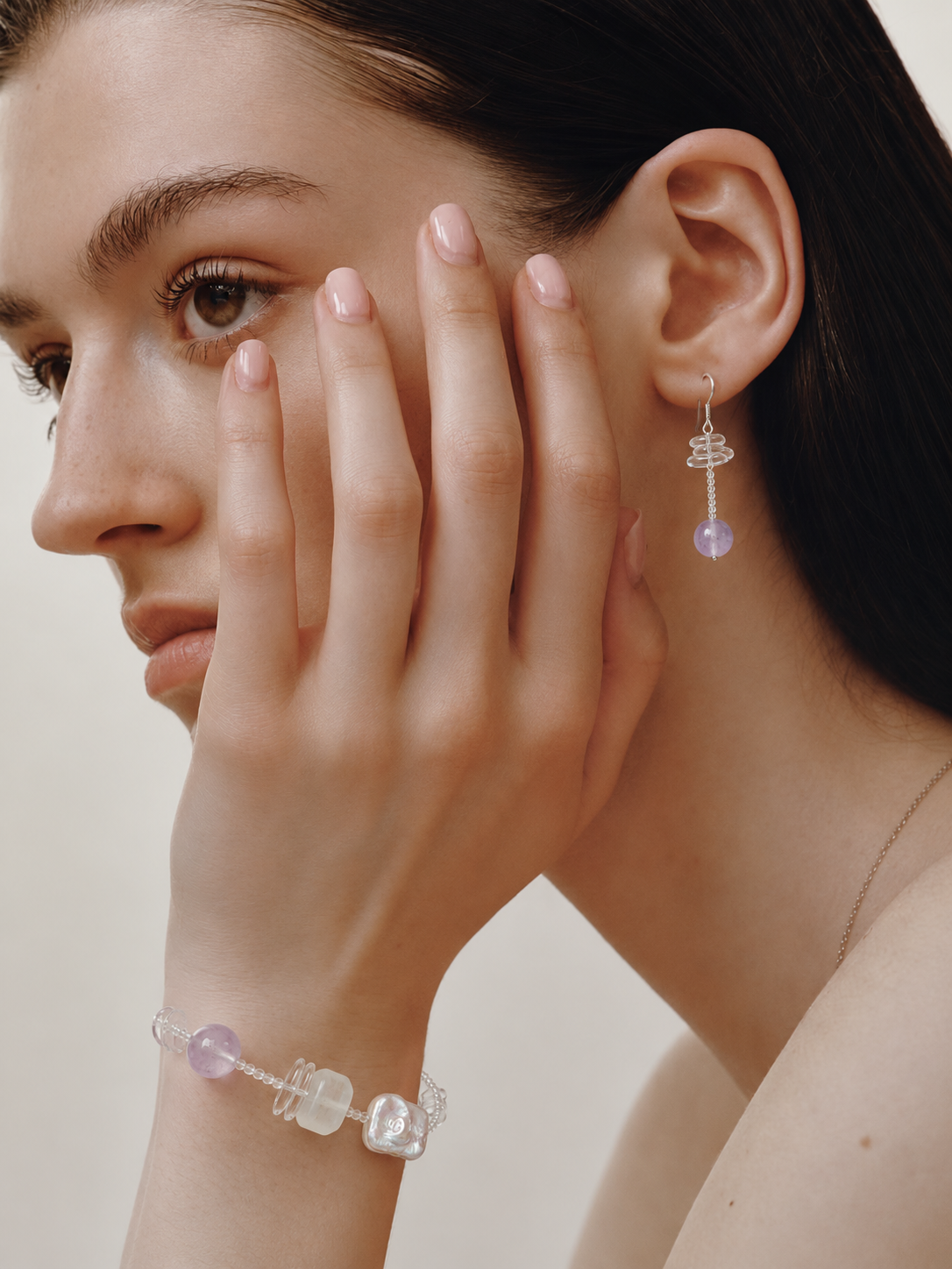 Moonveil Orbit —— Amethyst, Moonstone & Pearl Bracelet