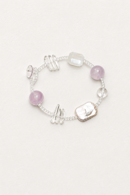Moonveil Orbit —— Amethyst, Moonstone & Pearl Bracelet