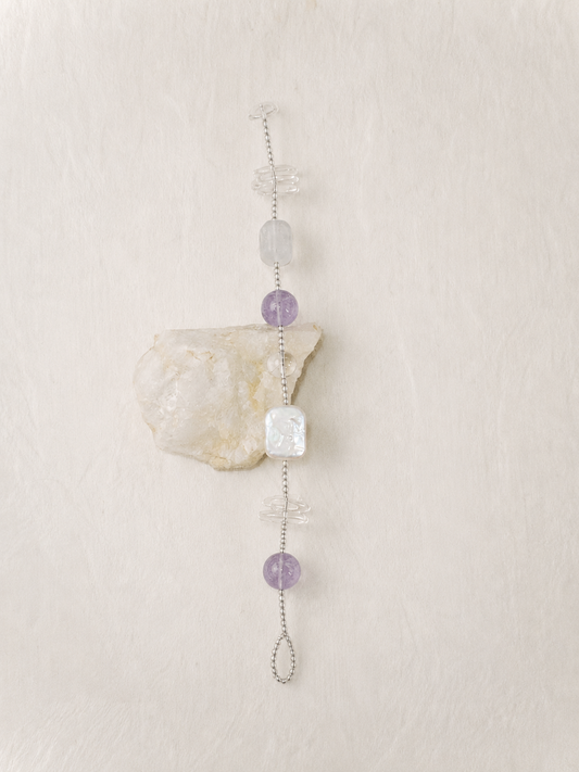Moonveil Orbit —— Amethyst, Moonstone & Pearl Bracelet