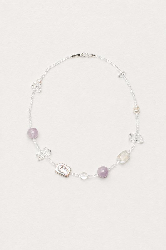 Moonveil Trace —— Amethyst, Moonstone & Pearl Necklace