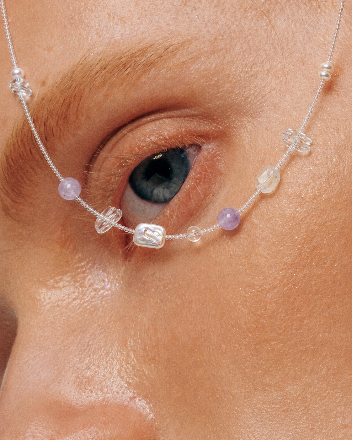 Moonveil Trace —— Amethyst, Moonstone & Pearl Necklace