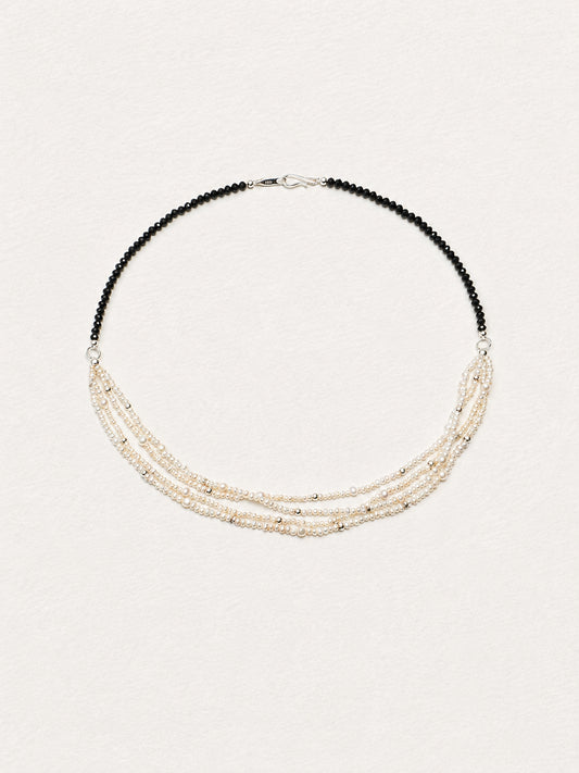 LUMERUNE Muse Black Tourmaline Necklace With Pearl — black tourmaline and layered pearls