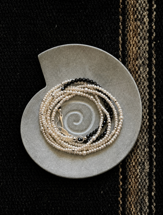 Midnight Tide — Black Tourmaline & Pearl Necklace