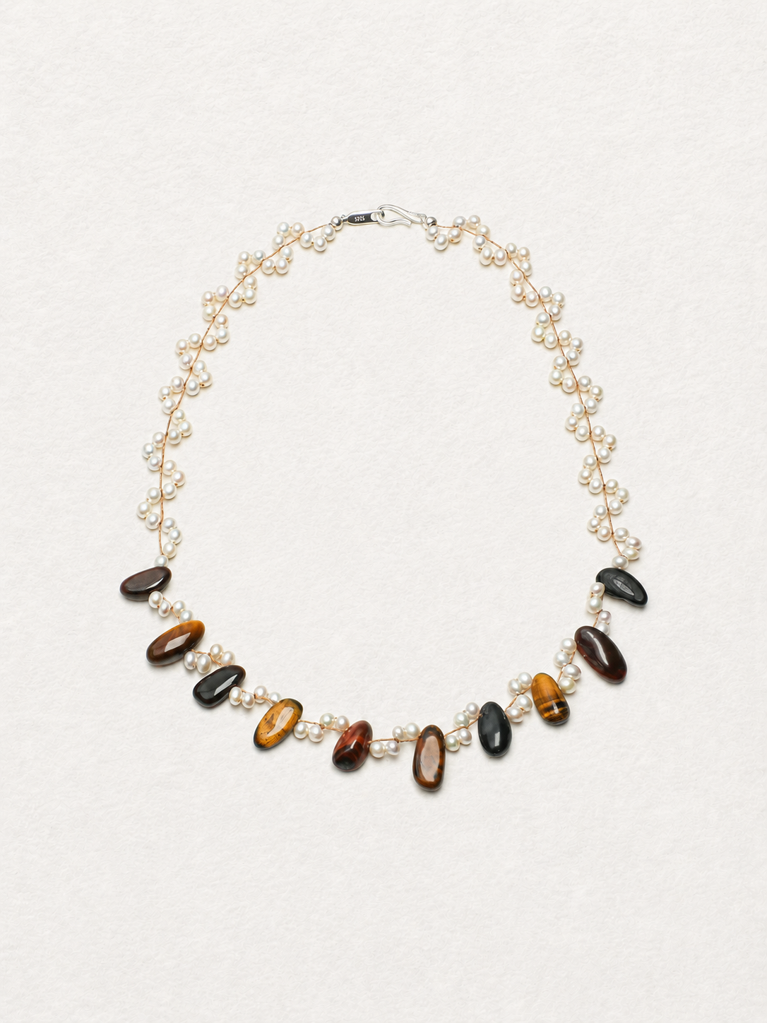 Earthbound Glow —— Tiger Eye & Pearl Necklace