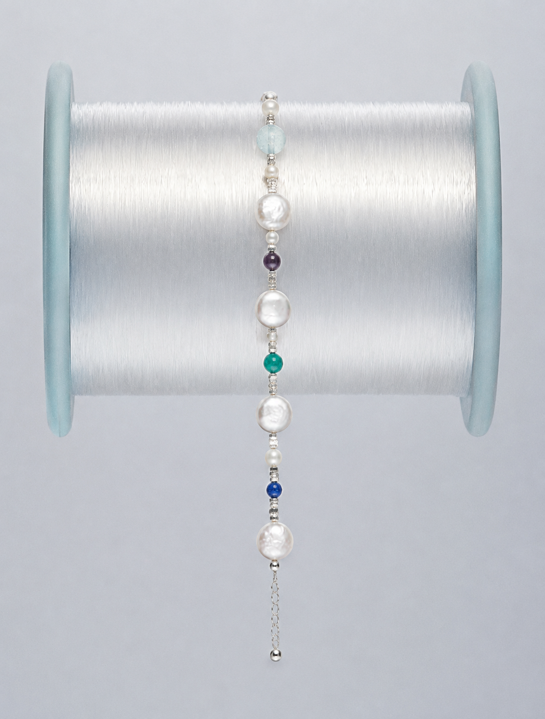Tidal Reverie —— Aquamarine, Amethyst & Pearl Bracelet