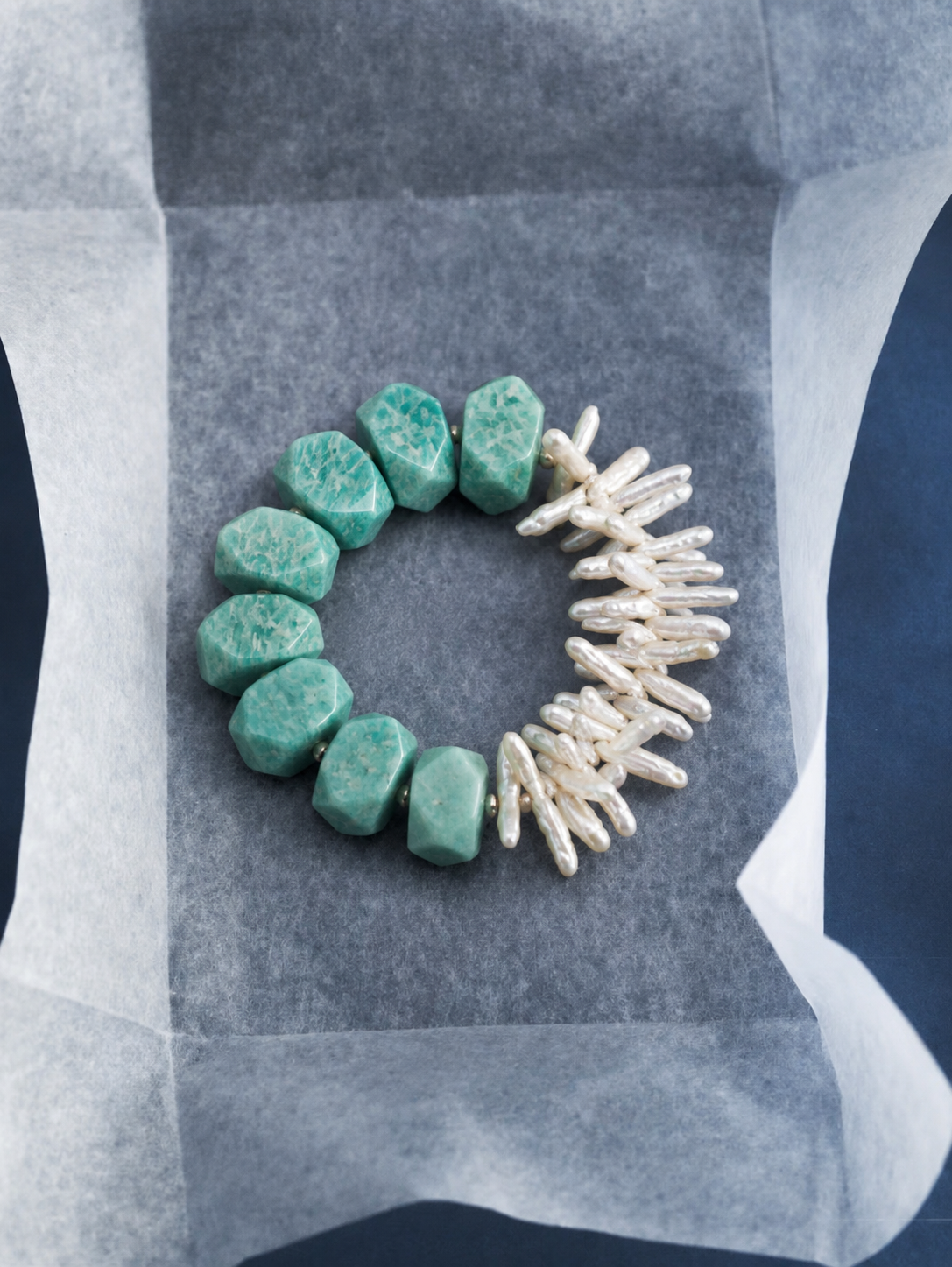 Seafoam Bloom —— Amazonite & Pearl Bracelet