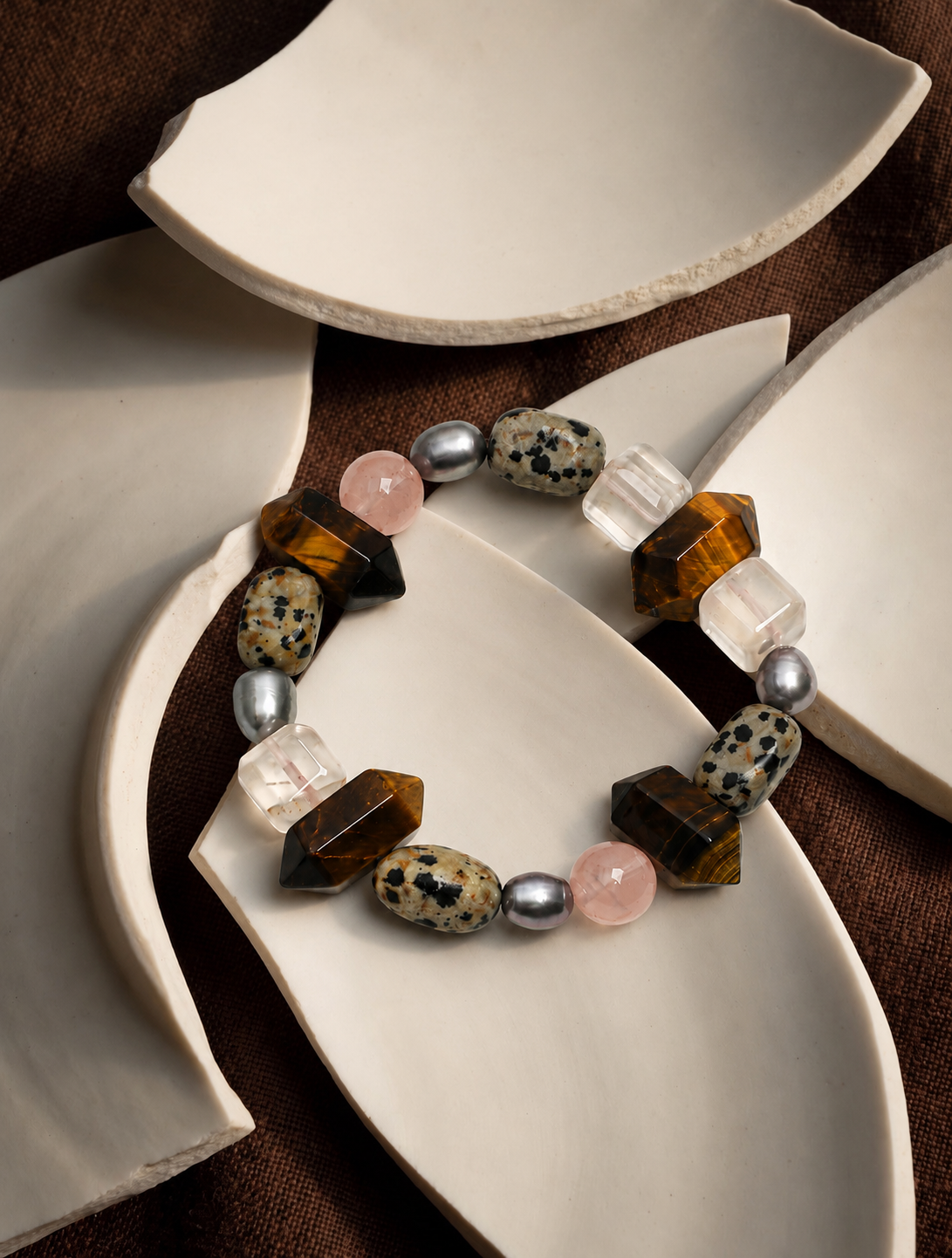 Amber Dusk — Tiger Eye & Rose Quartz Bracelet