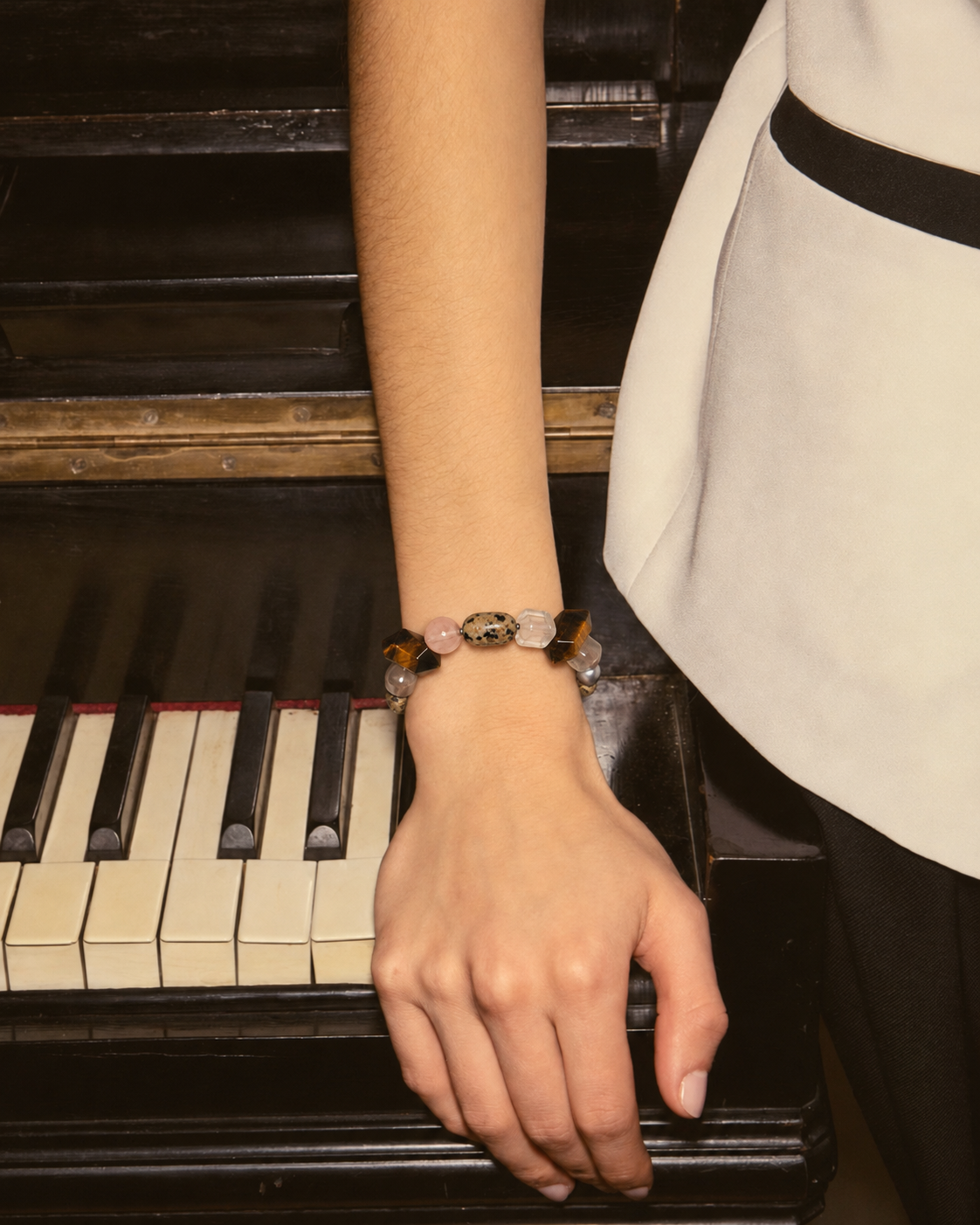 Amber Dusk — Tiger Eye & Rose Quartz Bracelet