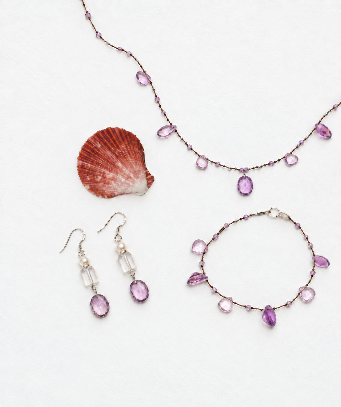 LUMERUNE Dewdrop Amethyst Bracelet — amethyst drops on a delicate strand