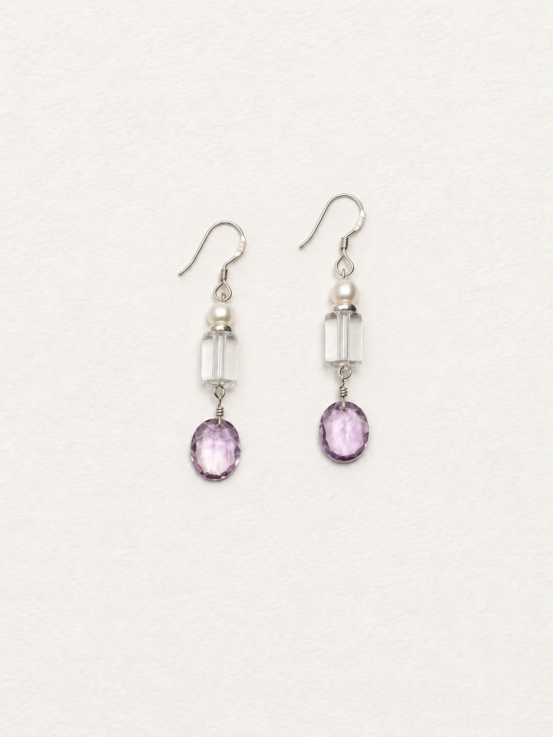 Violet Halo — Amethyst & Quartz Drop Earrings