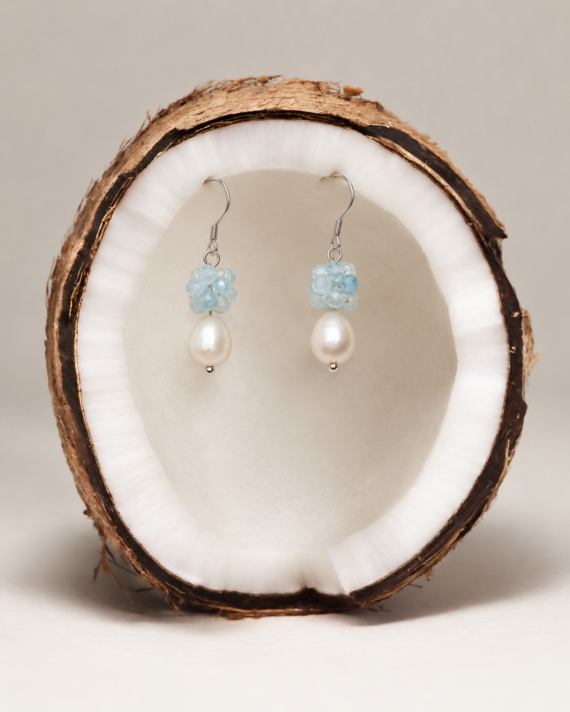 Aqua Bloom — Aquamarine & Pearl Drop Earrings
