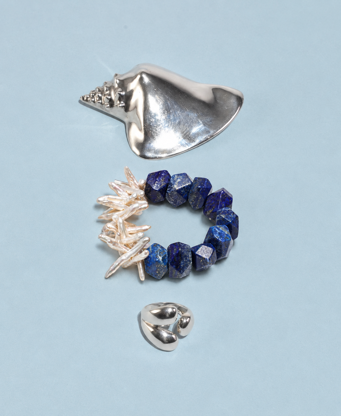 Deep Current — Lapis Lazuli & Baroque Pearl Bracelet