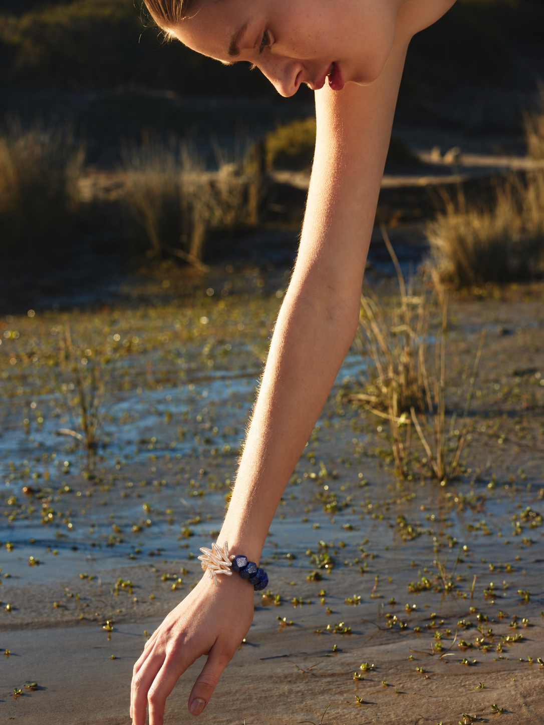 Deep Current — Lapis Lazuli & Baroque Pearl Bracelet
