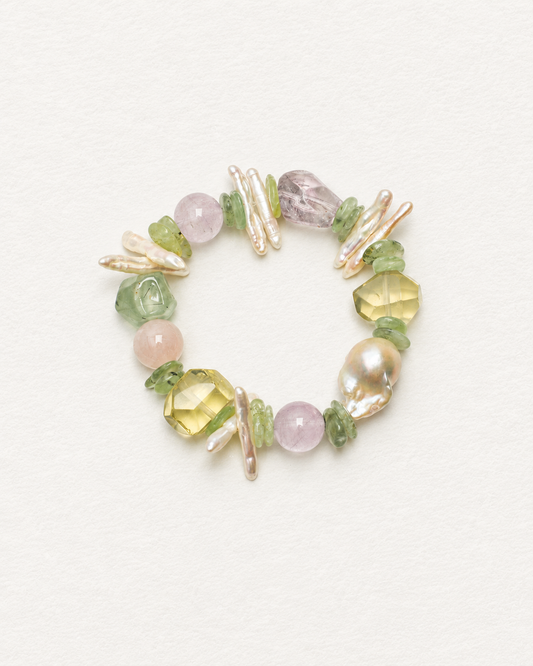 Meadow Light — Prehnite, Citrine & Pearl Bracelet